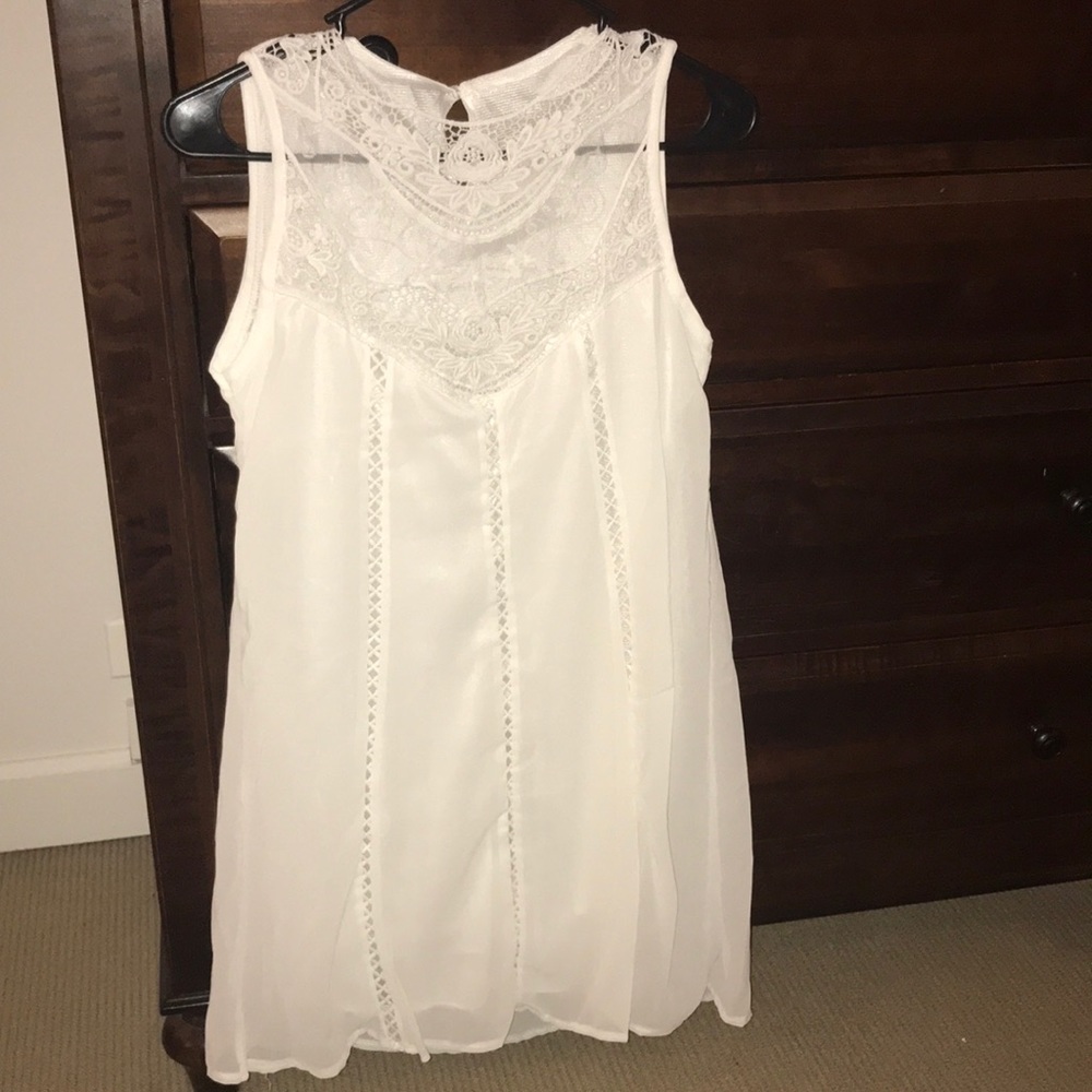 White mini dress with lace detail